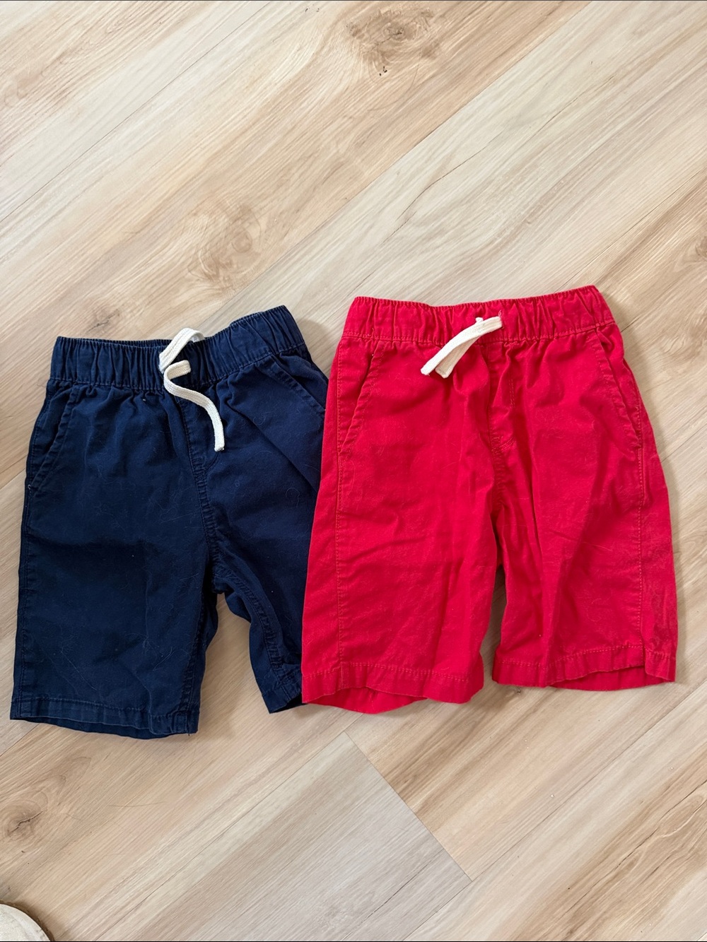 The Children's Place Red and Navy Cotton Drawstring Shorts Duo